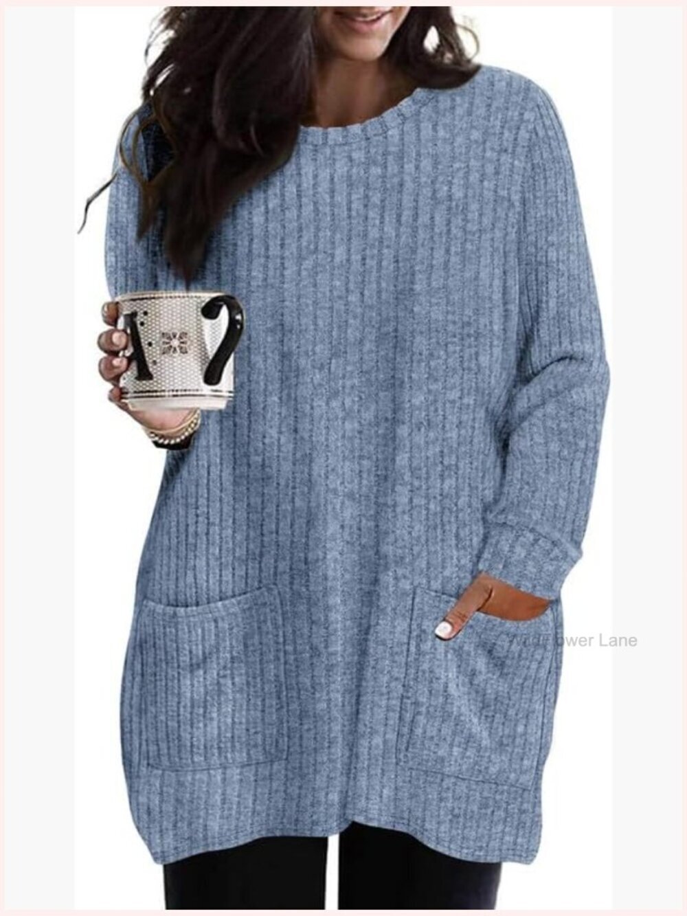 Plus Size Long Sleeve Tunic Sweater with Pockets Oversized Loose Fit